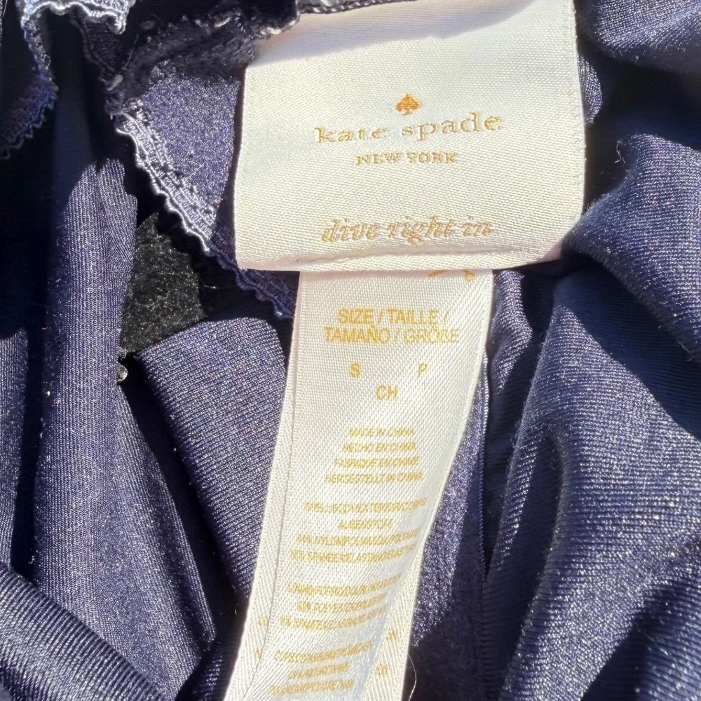 Kate Spade New York Navy Blue Strapless Bow One Piece Swimsuit Size Small